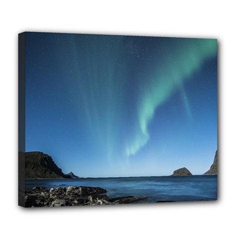 Aurora Borealis Lofoten Norway Deluxe Canvas 24  X 20  (stretched)