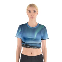 Aurora Borealis Lofoten Norway Cotton Crop Top by Ket1n9