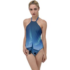 Aurora Borealis Lofoten Norway Go With The Flow One Piece Swimsuit by Ket1n9