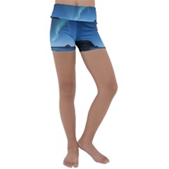 Aurora Borealis Lofoten Norway Kids  Lightweight Velour Yoga Shorts by Ket1n9