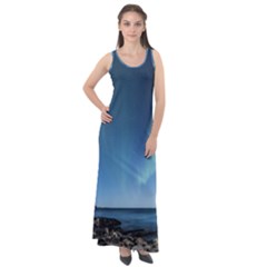 Aurora Borealis Lofoten Norway Sleeveless Velour Maxi Dress by Ket1n9