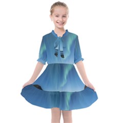 Aurora Borealis Lofoten Norway Kids  All Frills Chiffon Dress by Ket1n9