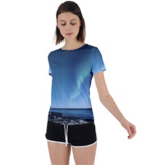 Aurora Borealis Lofoten Norway Back Circle Cutout Sports T-shirt by Ket1n9