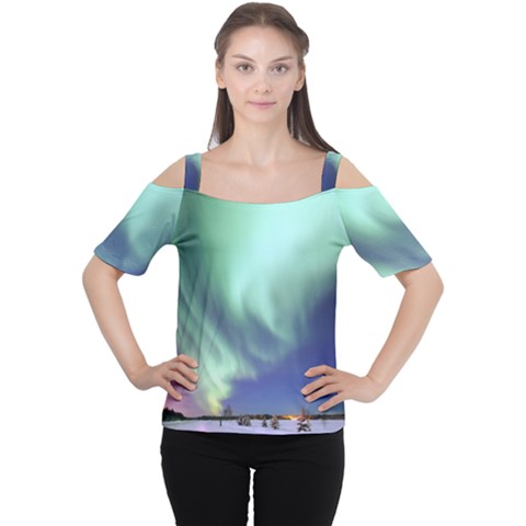 Aurora Borealis Alaska Space Cutout Shoulder T-shirt by Ket1n9