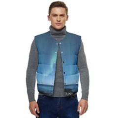 Aurora Borealis Lofoten Norway Men s Button Up Puffer Vest	 by Ket1n9