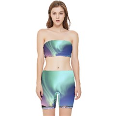 Aurora Borealis Alaska Space Stretch Shorts And Tube Top Set by Ket1n9