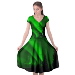 Aurora Borealis Northern Lights Cap Sleeve Wrap Front Dress by Ket1n9