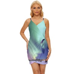 Aurora Borealis Alaska Space Wrap Tie Front Dress