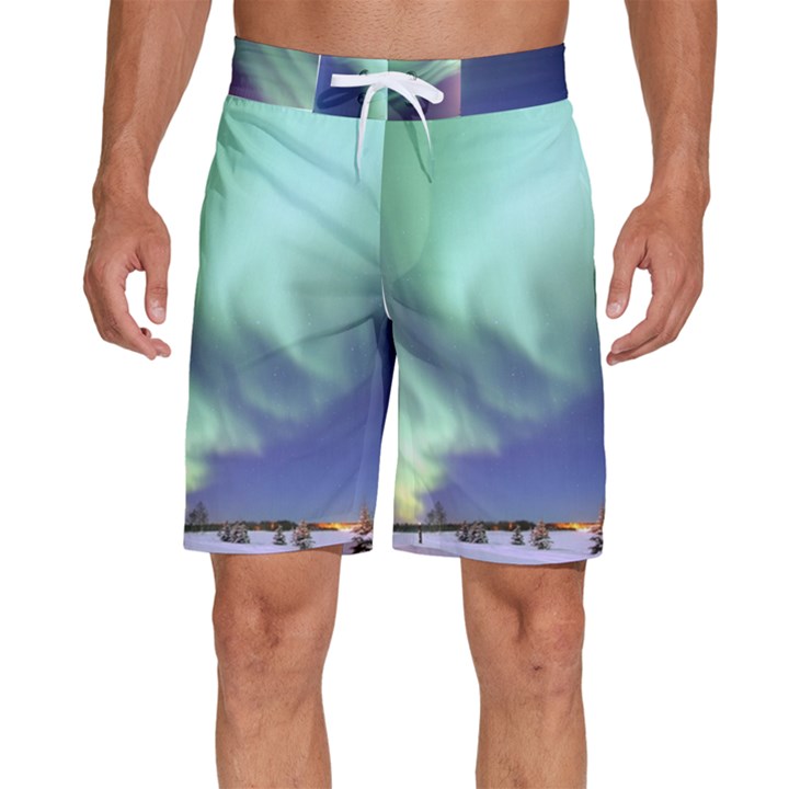 Aurora Borealis Alaska Space Men s Beach Shorts