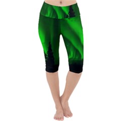 Aurora Borealis Northern Lights Lightweight Velour Cropped Yoga Leggings by Ket1n9