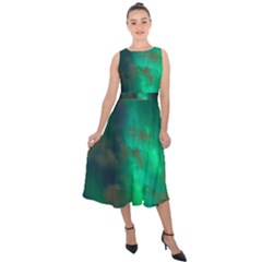 Northern Lights Plasma Sky Midi Tie-back Chiffon Dress by Ket1n9