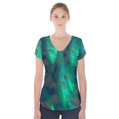 Northern Lights Plasma Sky Short Sleeve Front Detail Top by Ket1n9