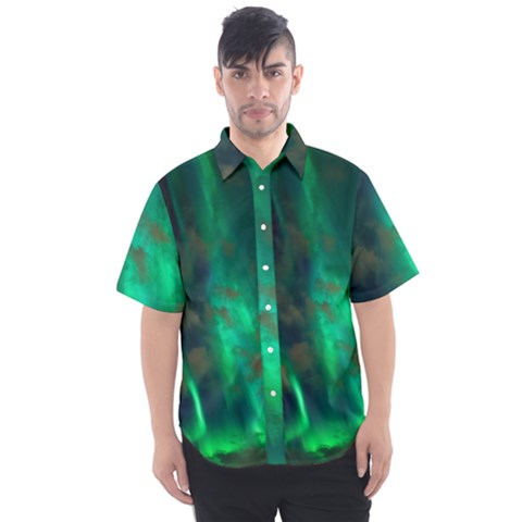 Northern Lights Plasma Sky Men s Short Sleeve Shirt by Ket1n9