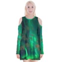 Northern Lights Plasma Sky Velvet Long Sleeve Shoulder Cutout Dress View1