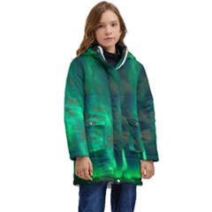 Northern Lights Plasma Sky Kids  Hooded Longline Puffer Jacket by Ket1n9