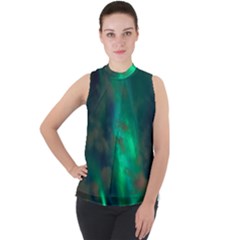 Northern Lights Plasma Sky Mock Neck Chiffon Sleeveless Top by Ket1n9