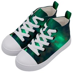 Northern Lights Plasma Sky Kids  Mid-top Canvas Sneakers by Ket1n9