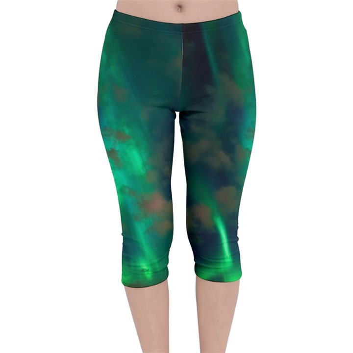 Northern Lights Plasma Sky Velvet Capri Leggings 