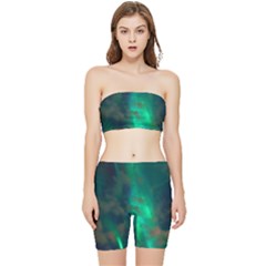 Northern Lights Plasma Sky Stretch Shorts And Tube Top Set by Ket1n9