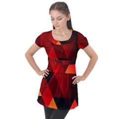 Abstract Triangle Wallpaper Puff Sleeve Tunic Top by Ket1n9