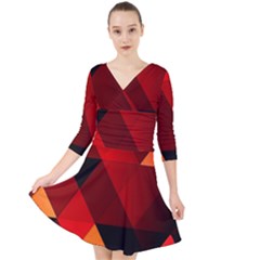 Abstract Triangle Wallpaper Quarter Sleeve Front Wrap Dress by Ket1n9