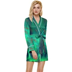 Northern Lights Plasma Sky Long Sleeve Satin Robe by Ket1n9