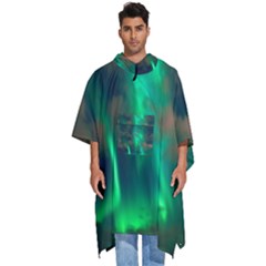 Northern Lights Plasma Sky Men s Hooded Rain Ponchos by Ket1n9