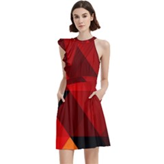 Abstract Triangle Wallpaper Cocktail Party Halter Sleeveless Dress With Pockets by Ket1n9