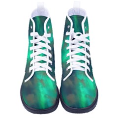 Northern Lights Plasma Sky Men s High-top Canvas Sneakers by Ket1n9