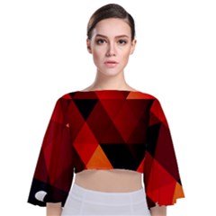 Abstract Triangle Wallpaper Tie Back Butterfly Sleeve Chiffon Top by Ket1n9