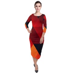 Abstract Triangle Wallpaper Quarter Sleeve Midi Velour Bodycon Dress by Ket1n9