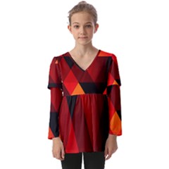 Abstract Triangle Wallpaper Kids  V Neck Casual Top by Ket1n9