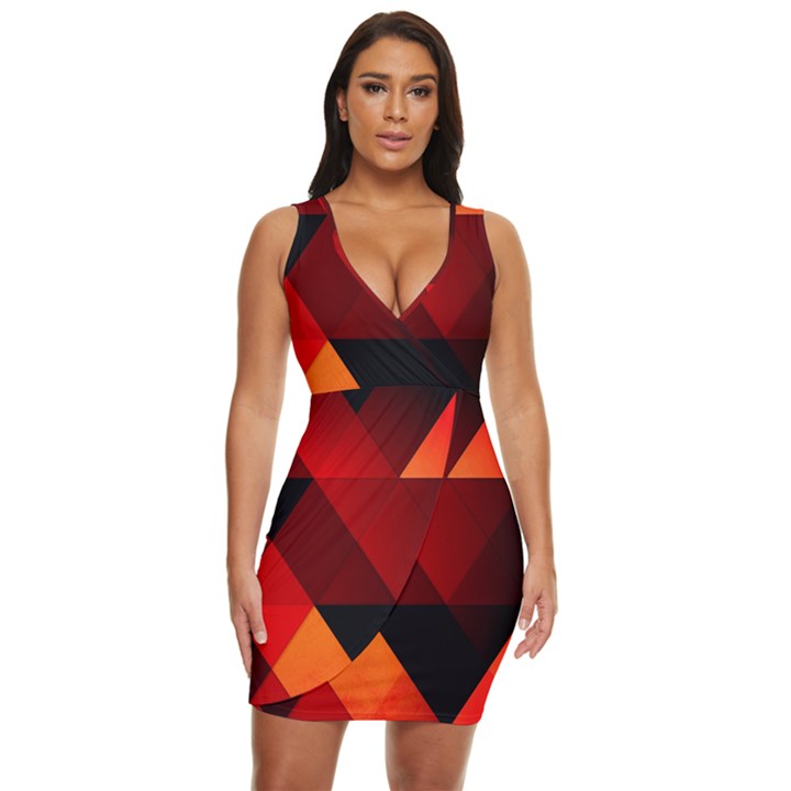 Abstract Triangle Wallpaper Draped Bodycon Dress