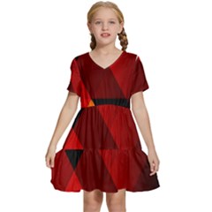 Abstract Triangle Wallpaper Kids  Short Sleeve Tiered Mini Dress by Ket1n9