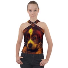 Cute 3d Dog Cross Neck Velour Top by Ket1n9