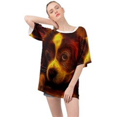 Cute 3d Dog Oversized Chiffon Top by Ket1n9