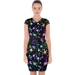 Christmas Star Gloss Lights Light Capsleeve Drawstring Dress  by Ket1n9