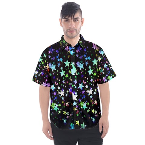 Christmas Star Gloss Lights Light Men s Short Sleeve Shirt by Ket1n9