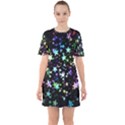 Christmas Star Gloss Lights Light Sixties Short Sleeve Mini Dress View1