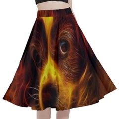 Cute 3d Dog A-line Full Circle Midi Skirt With Pocket by Ket1n9