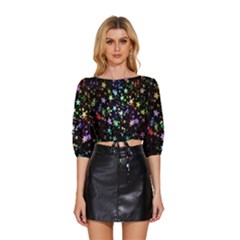 Christmas Star Gloss Lights Light Mid Sleeve Drawstring Hem Top by Ket1n9