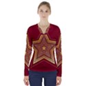 Christmas Star Seamless Pattern V-Neck Long Sleeve Top View1