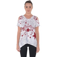 Christmas Star Snowflake Cut Out Side Drop T-shirt by Ket1n9