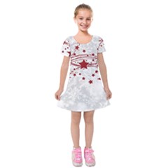 Christmas Star Snowflake Kids  Short Sleeve Velvet Dress by Ket1n9