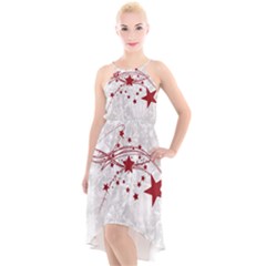 Christmas Star Snowflake High-low Halter Chiffon Dress  by Ket1n9