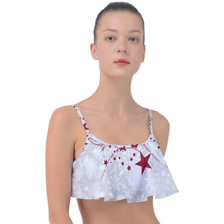 Christmas Star Snowflake Frill Bikini Top