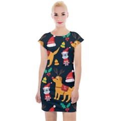 Funny Christmas Pattern Background Cap Sleeve Bodycon Dress by Ket1n9