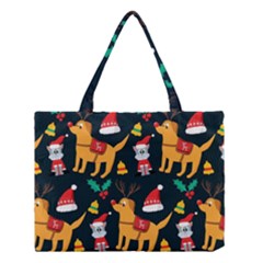 Funny Christmas Pattern Background Medium Tote Bag by Ket1n9