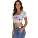 Christmas Star Snowflake Short Sleeve Square Neckline Crop Top  View2