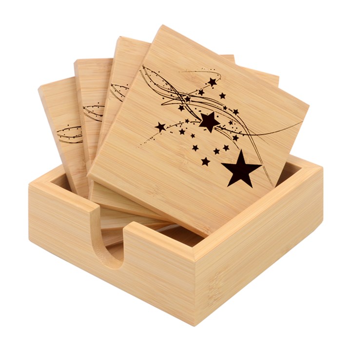 Christmas Star Snowflake Bamboo Coaster Set